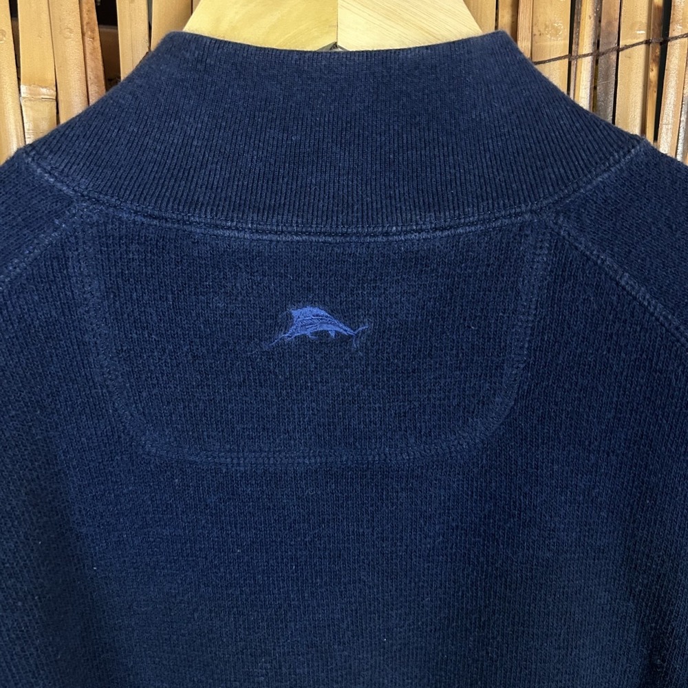 Tommy Bahama Men's Sweater 1/4 Zip Sweater Navy Blue Preppy Casual Outdoors - L - Picture 9 of 14